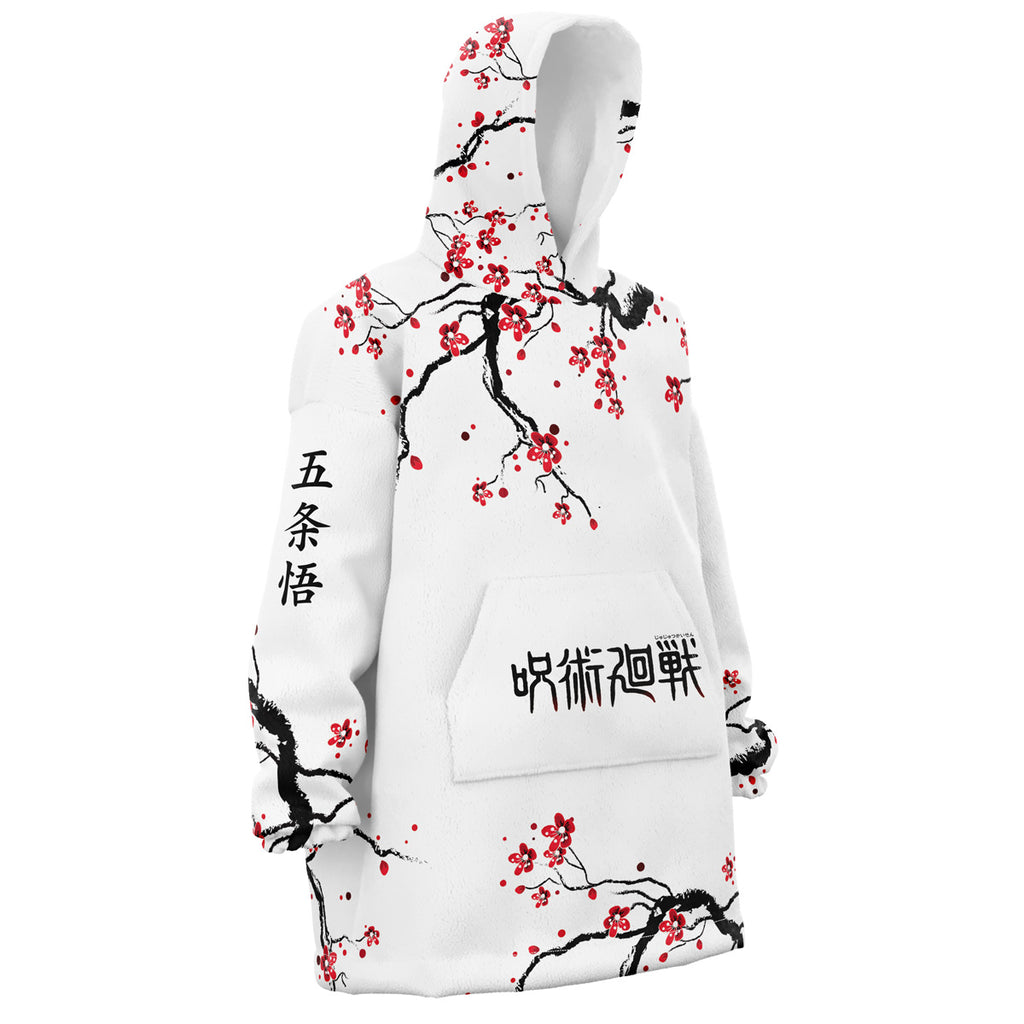 Satoru Gojo Cherry Blossom Jujutsu Kaisen Oversized Blanket Hoodie - L