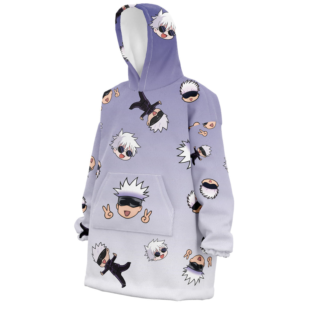 Satoru Gojo Pattern Jujutsu Kaisen Oversized Blanket Hoodie - L