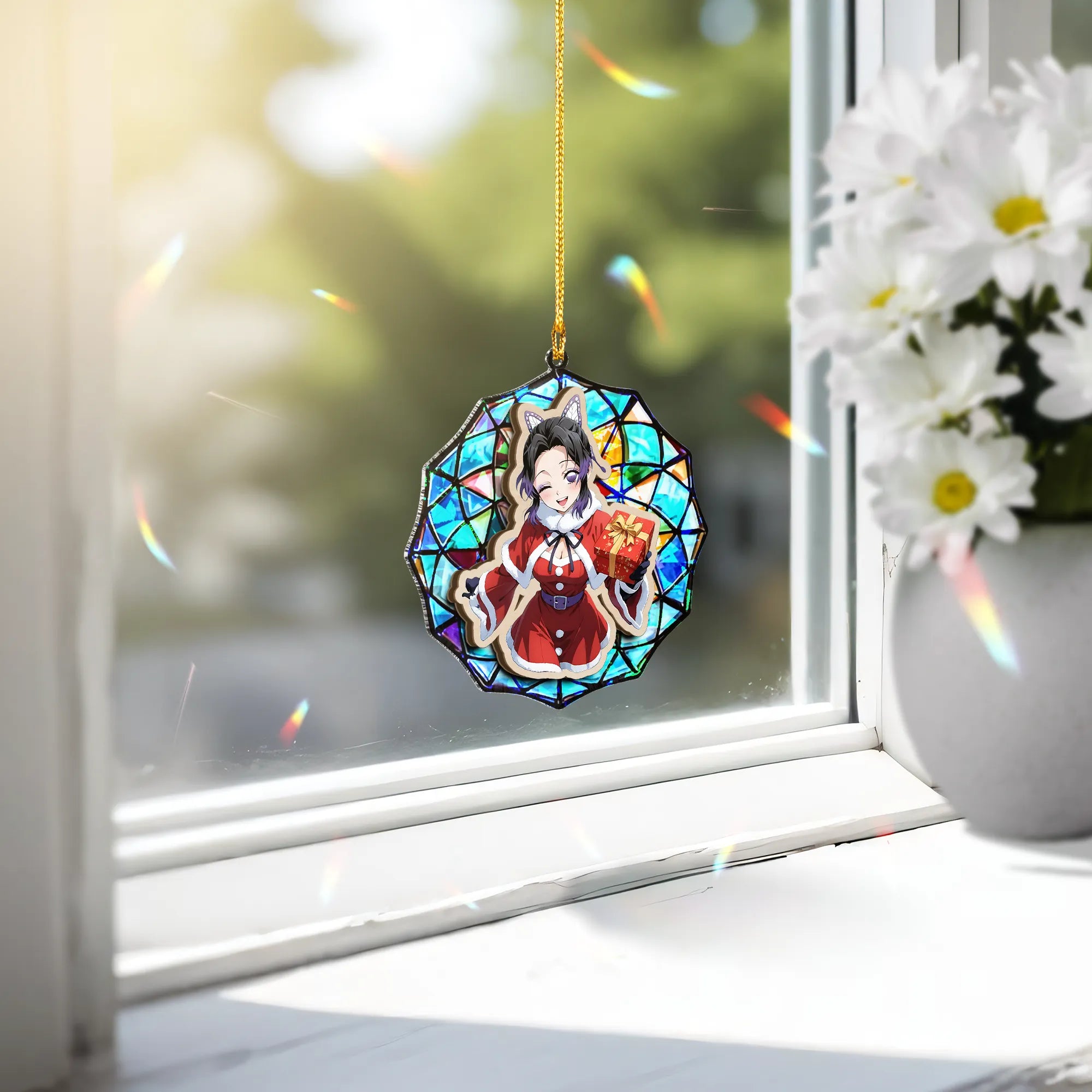 Shinobu Kocho Demon Slayer V2 Wood Shattered Glass Hologram Ornament - 5 in