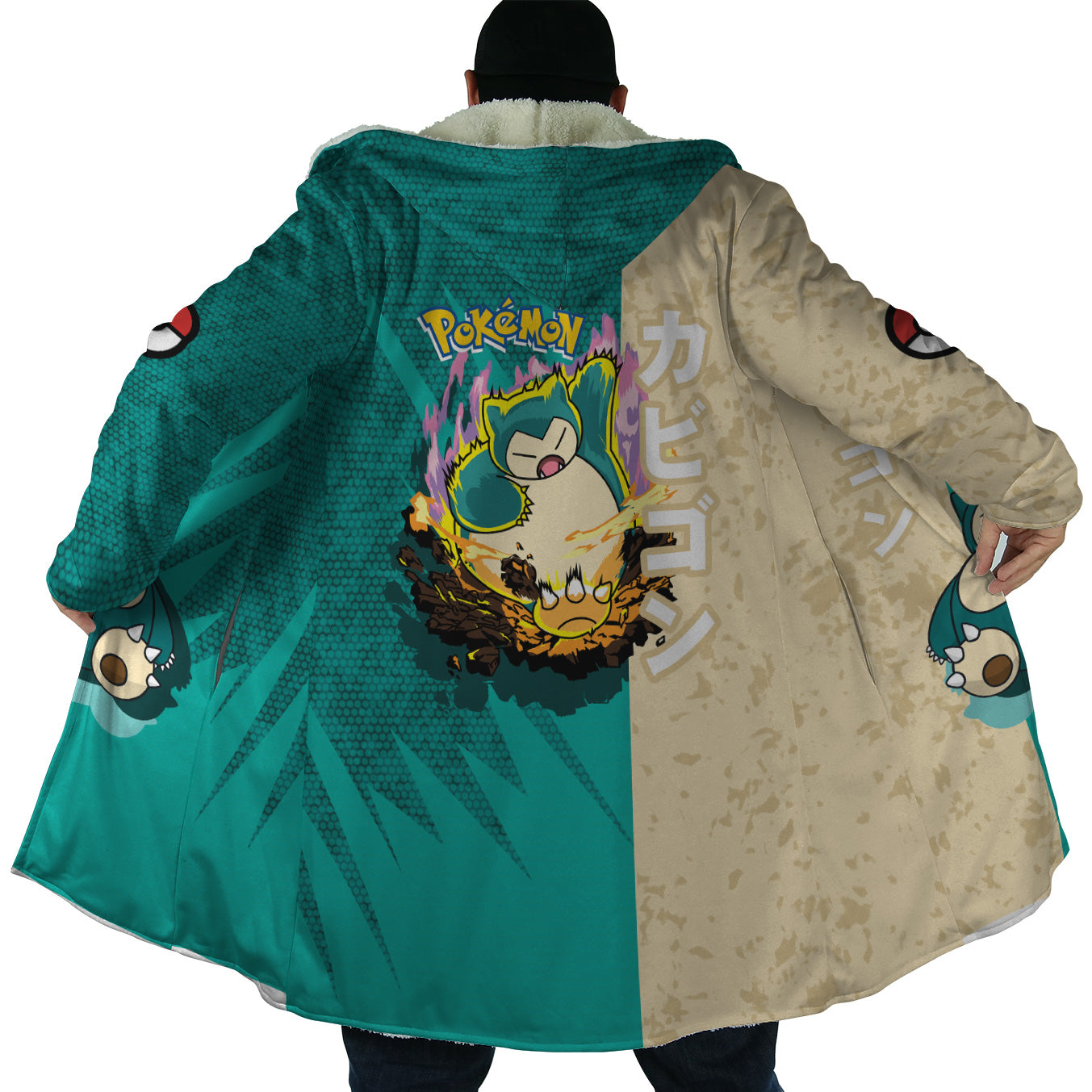 Snorlax Pokemon Hooded Cloak Coats - XL