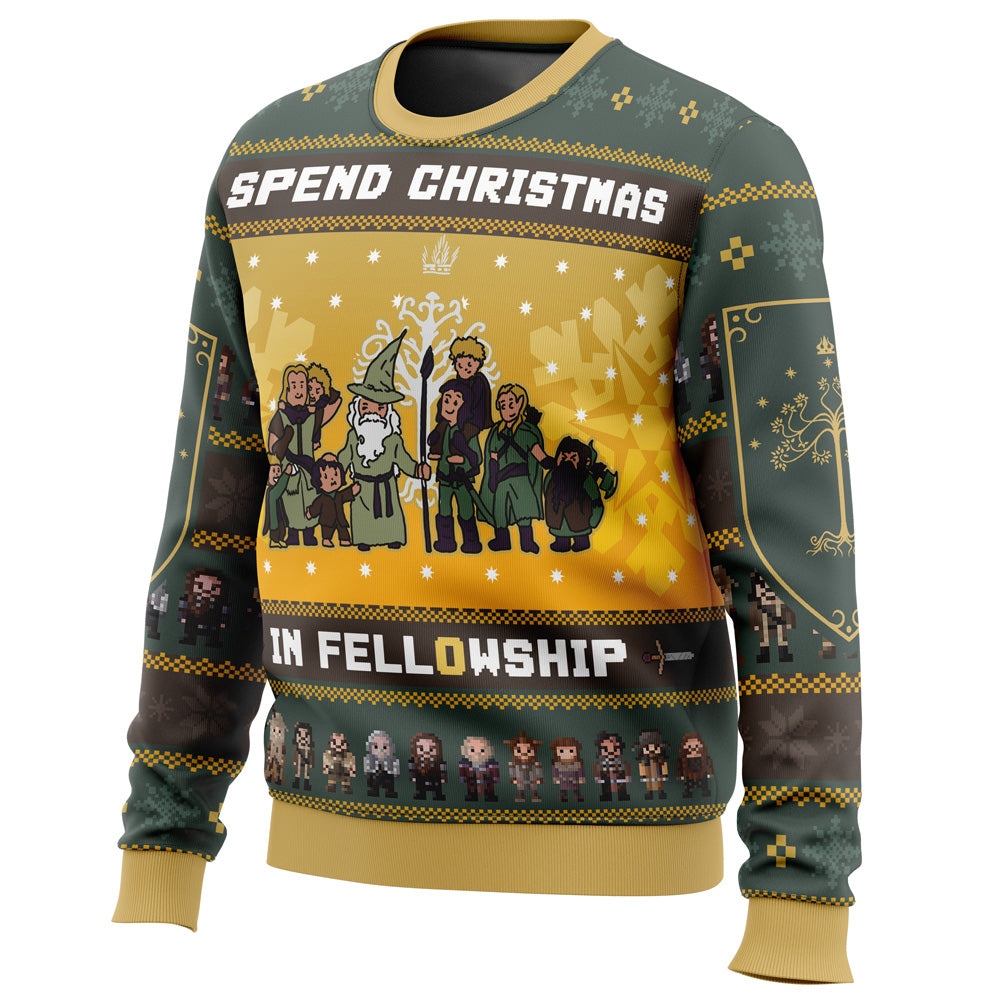 Spend Christmas in Fellowship The Lord of the Rings Ugly Christmas Sweater - 4XL