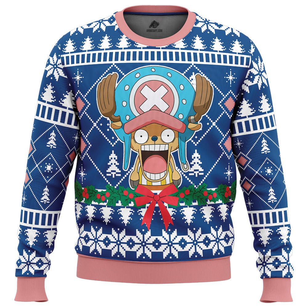 Surprised Tony Tony Chopper One Piece Pirates Ugly Christmas Sweater - 6XL