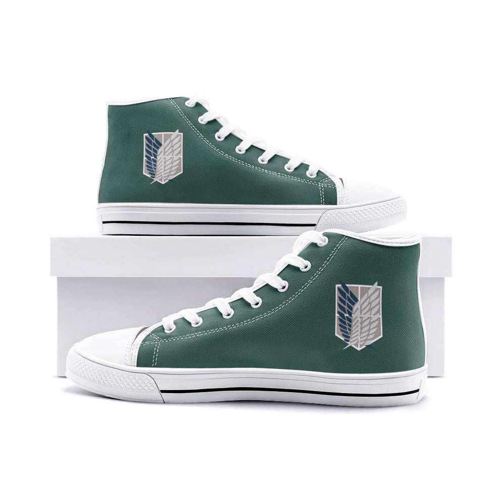 Survey Corps Attack on Titan Classic High Top Canvas Shoes - White - M US14/EU48