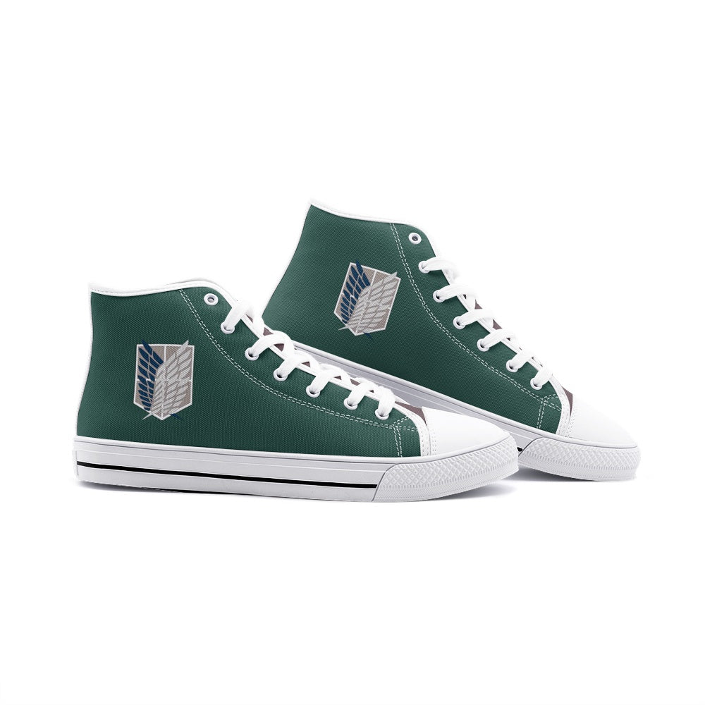 Survey Corps Attack on Titan Classic High Top Canvas Shoes - White - M US10/EU44