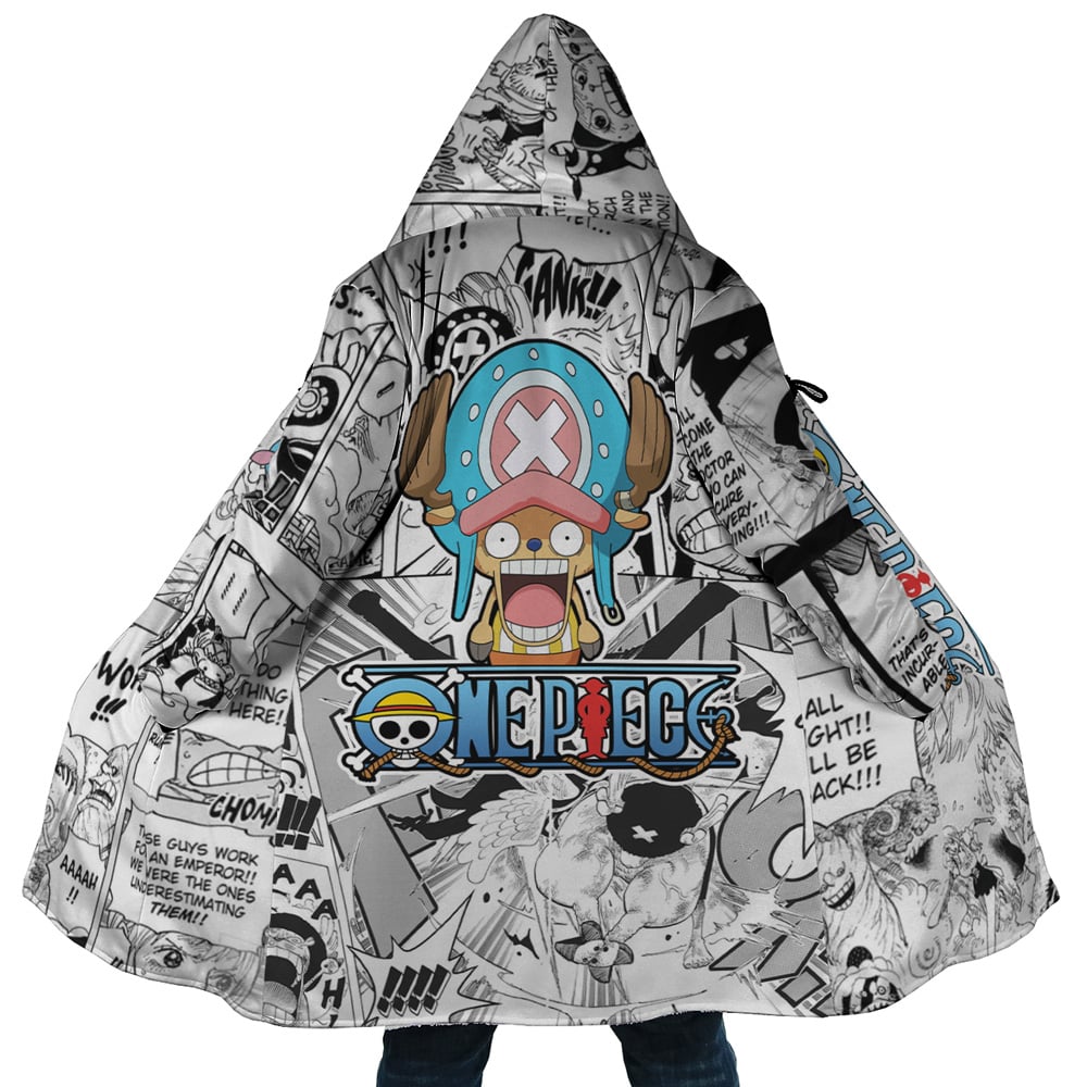 Tony Chopper Manga Panels One Piece Hooded Cloak Coat - 5XL
