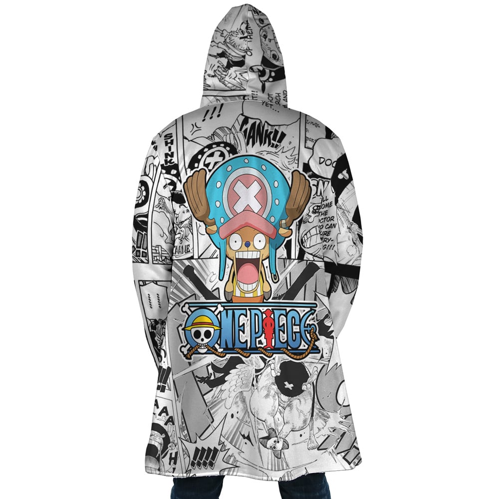 Tony Chopper Manga Panels One Piece Hooded Cloak Coat - 2XL