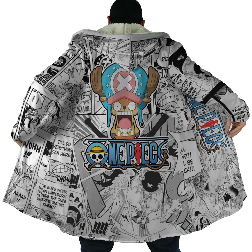 Tony Chopper Manga Panels One Piece Hooded Cloak Coat - 3XL