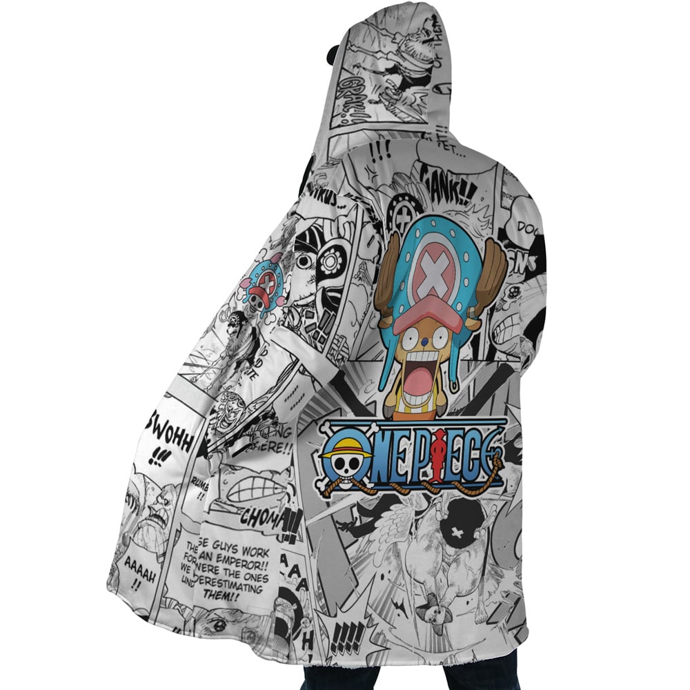 Tony Chopper Manga Panels One Piece Hooded Cloak Coat - XL