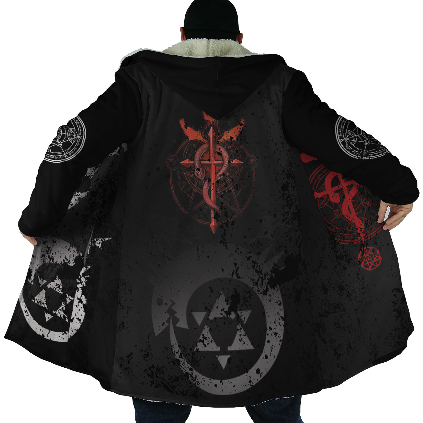 Transmutation Circle Fullmetal Alchemist Hooded Cloak Coats - XL