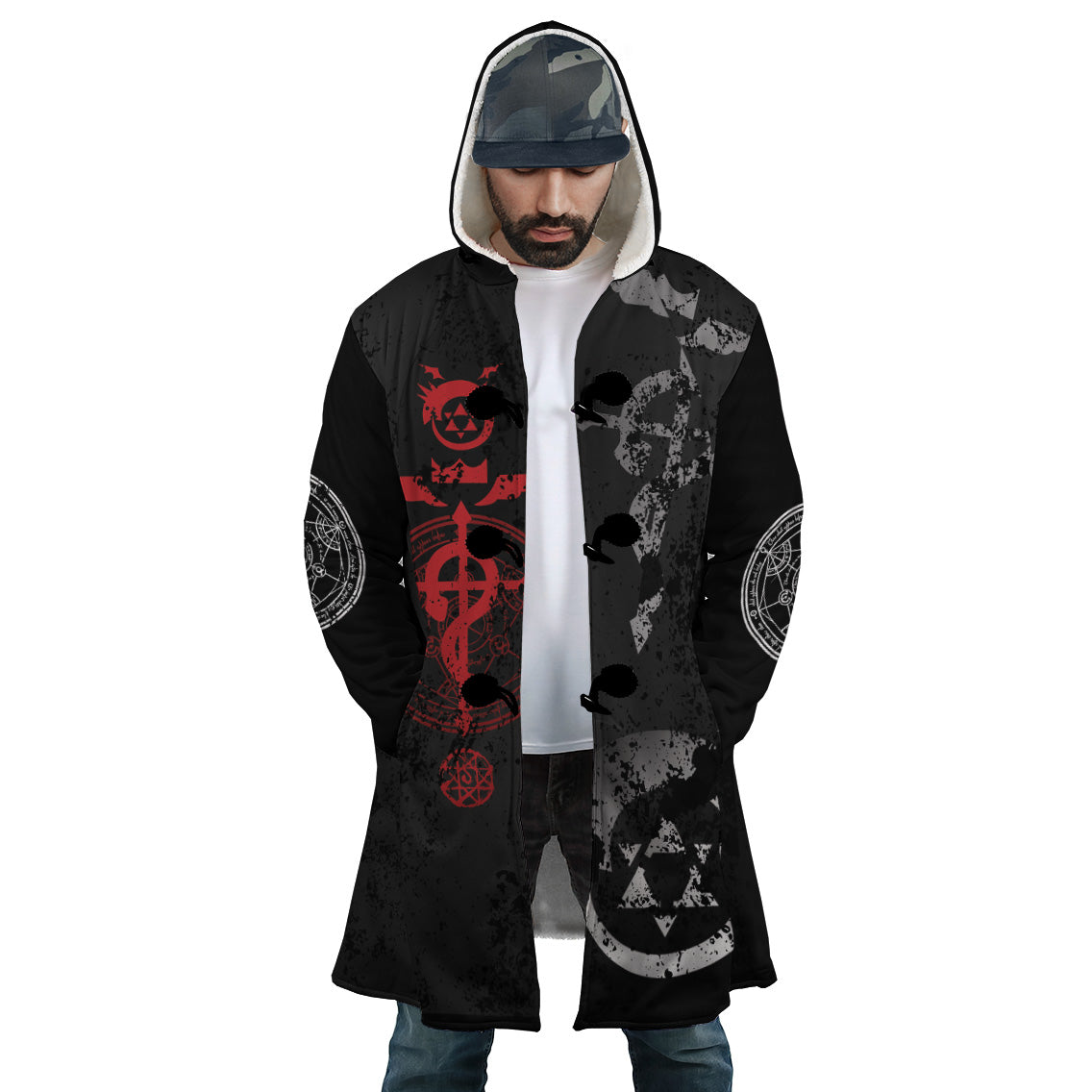 Transmutation Circle Fullmetal Alchemist Hooded Cloak Coats - 2XL