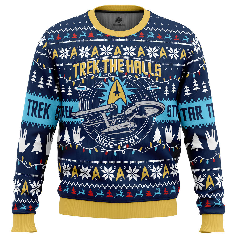 Trek The Halls Star Trek Ugly Christmas Sweater - 6XL