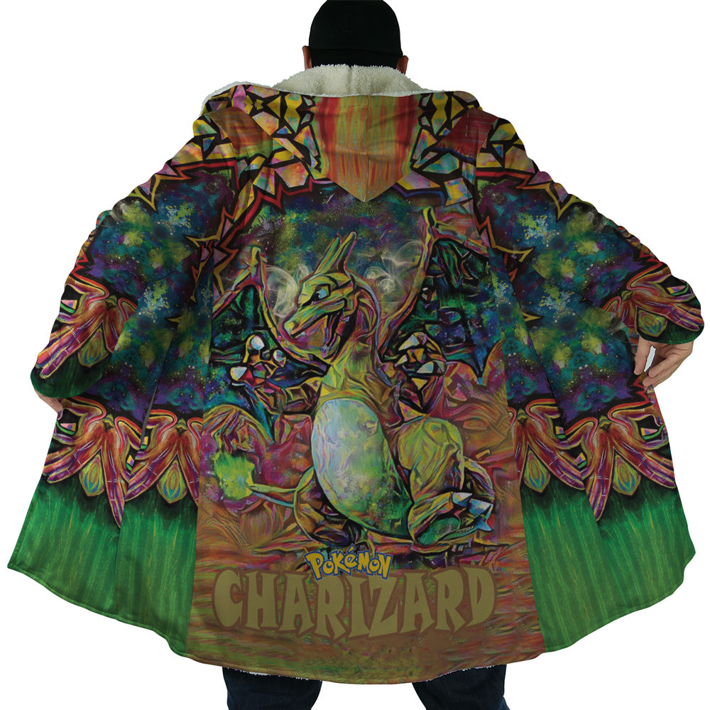 Trippy Charizard Pokemon Hooded Cloak Coat - 2XL