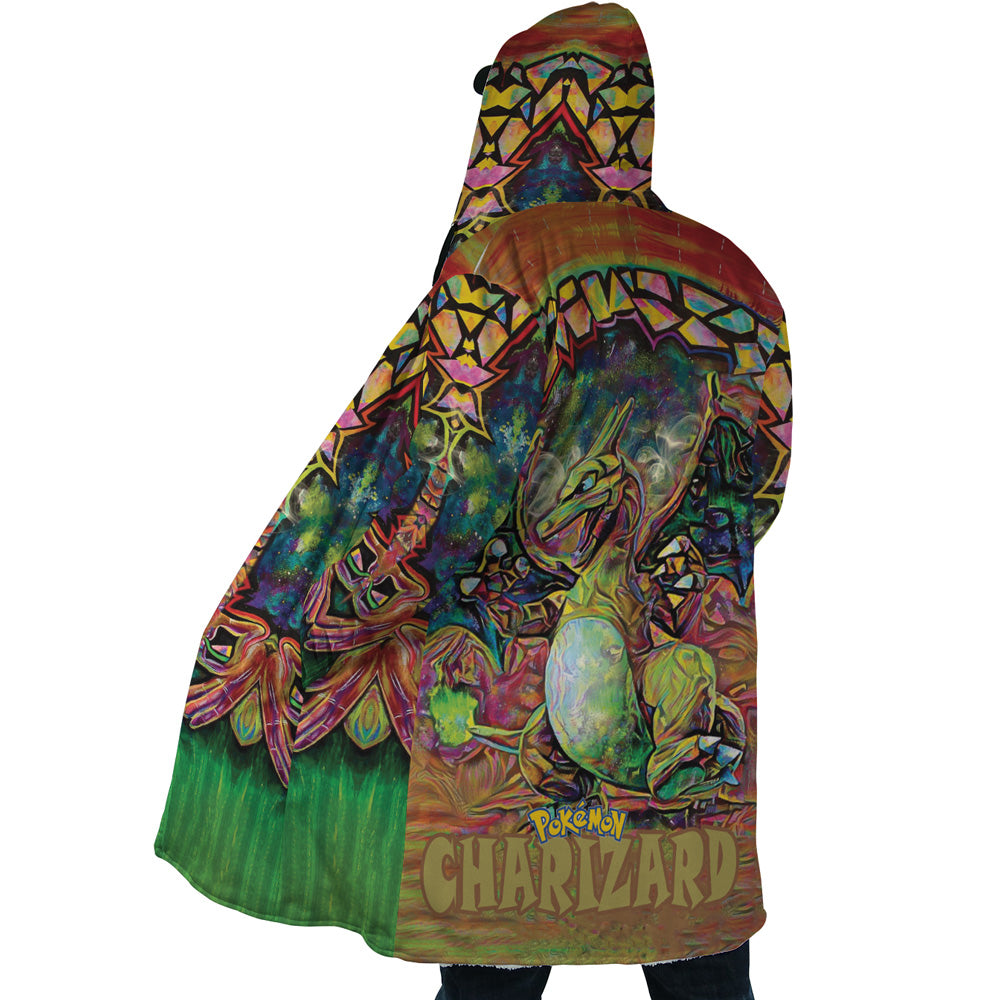 Trippy Charizard Pokemon Hooded Cloak Coat - L