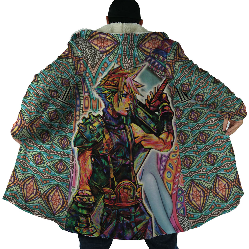 Trippy Cloud Strife Final Fantasy 7 Hooded Cloak Coat - 2XL