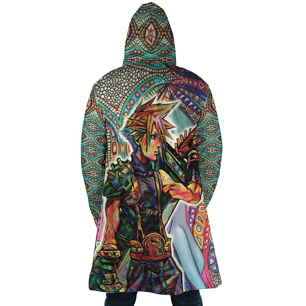Trippy Cloud Strife Final Fantasy 7 Hooded Cloak Coat - M