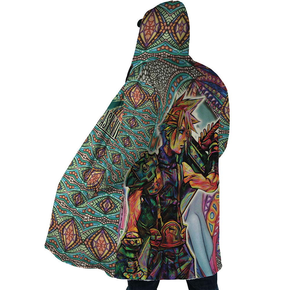 Trippy Cloud Strife Final Fantasy 7 Hooded Cloak Coat - XL