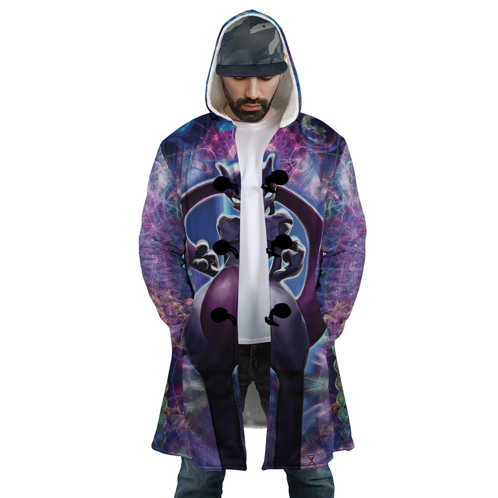 Trippy Cosmic Mewtwo Pokemon Hooded Cloak Coat - S