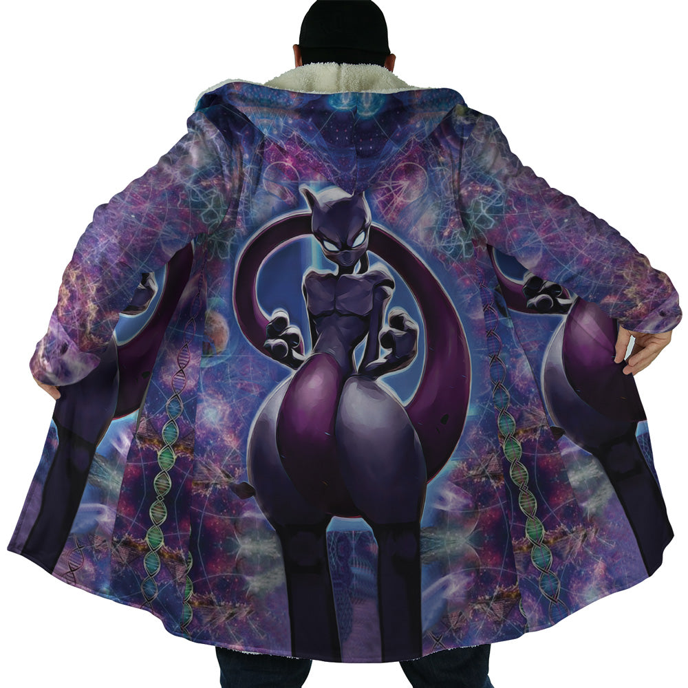 Trippy Cosmic Mewtwo Pokemon Hooded Cloak Coat - 2XL