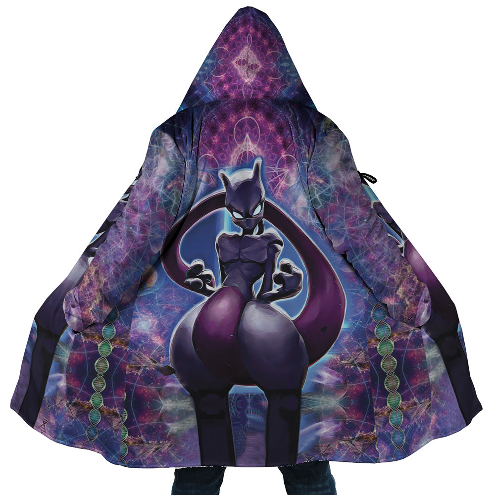 Trippy Cosmic Mewtwo Pokemon Hooded Cloak Coat - 5XL