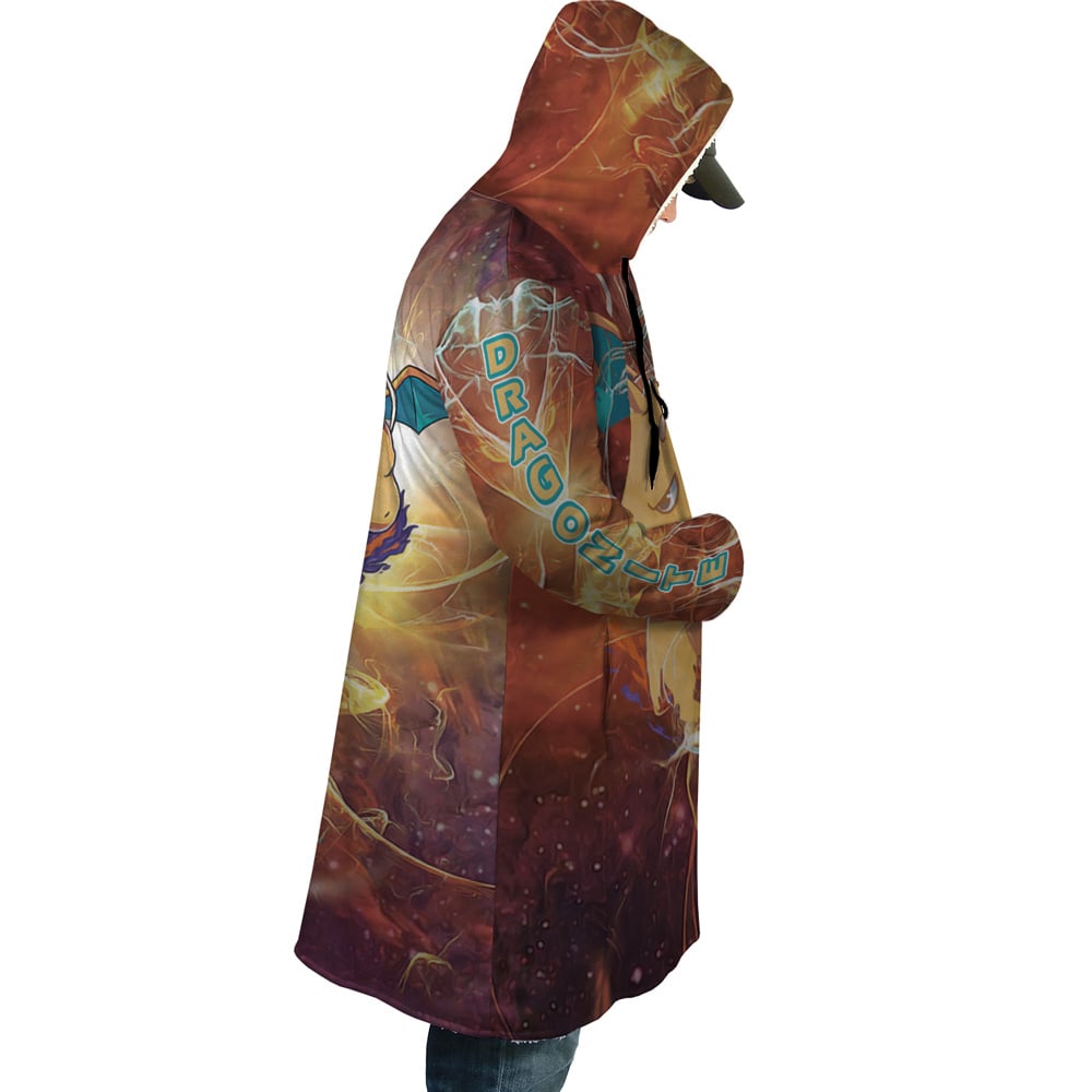 Trippy Dragonite Pokemon Hooded Cloak Coat - L