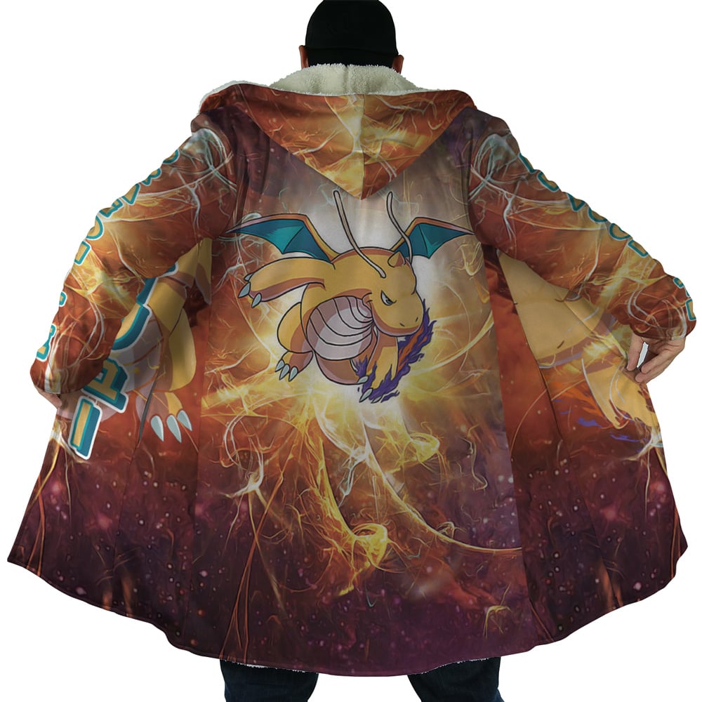 Trippy Dragonite Pokemon Hooded Cloak Coat - 3XL