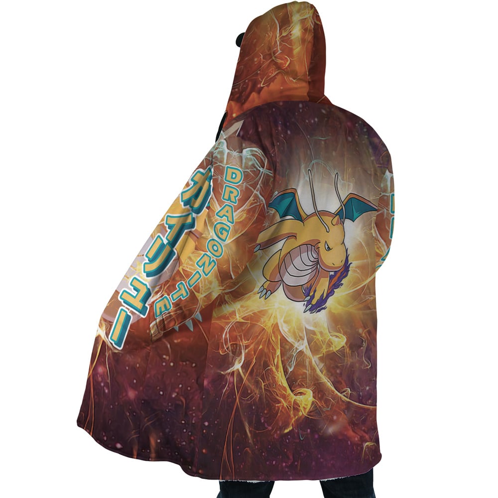 Trippy Dragonite Pokemon Hooded Cloak Coat - XL