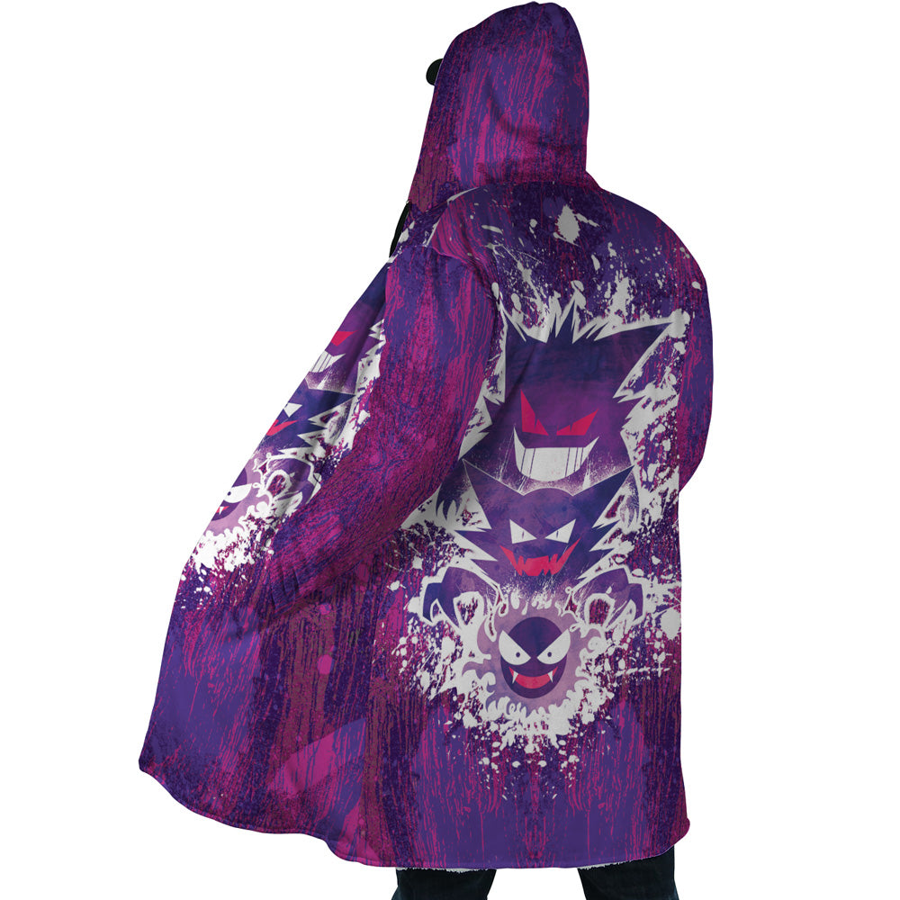 Trippy Ghostly Evolution Gastly Haunter Gengar Pokemon Hooded Cloak Coat - L