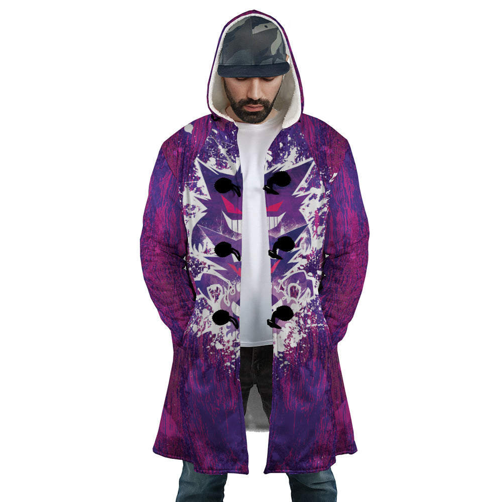 Trippy Ghostly Evolution Gastly Haunter Gengar Pokemon Hooded Cloak Coat - S