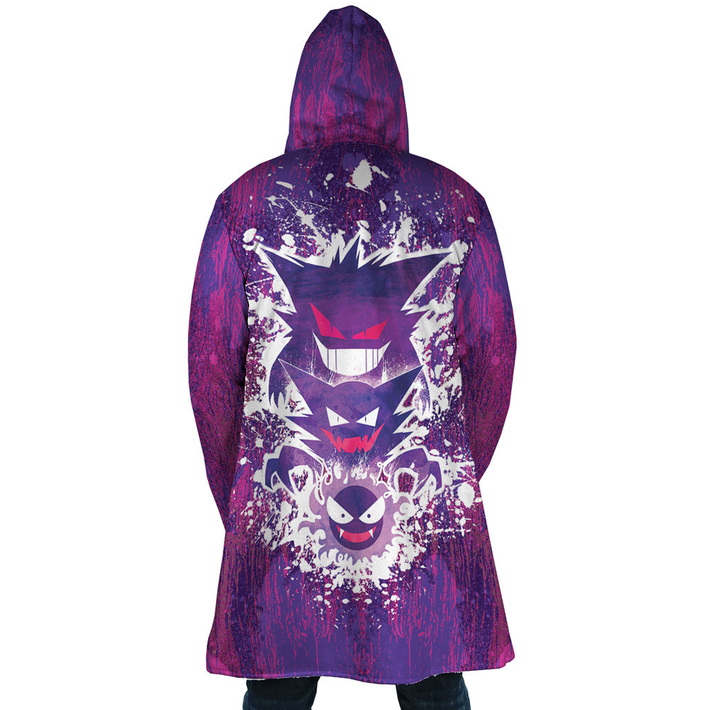 Trippy Ghostly Evolution Gastly Haunter Gengar Pokemon Hooded Cloak Coat - XL