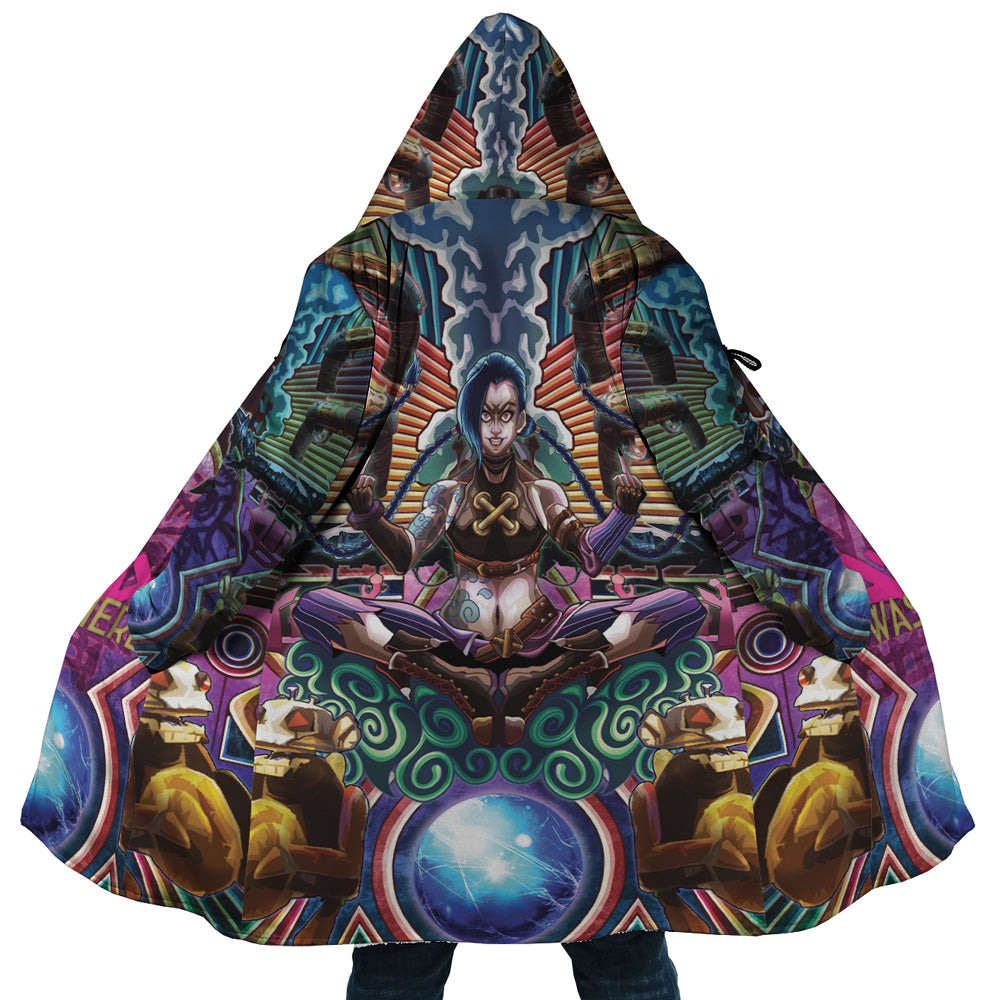 Trippy Jinx Arcane League of Legends Hooded Cloak Coat - 5XL