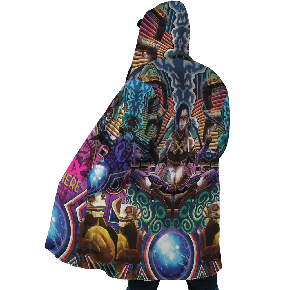 Trippy Jinx Arcane League of Legends Hooded Cloak Coat - M