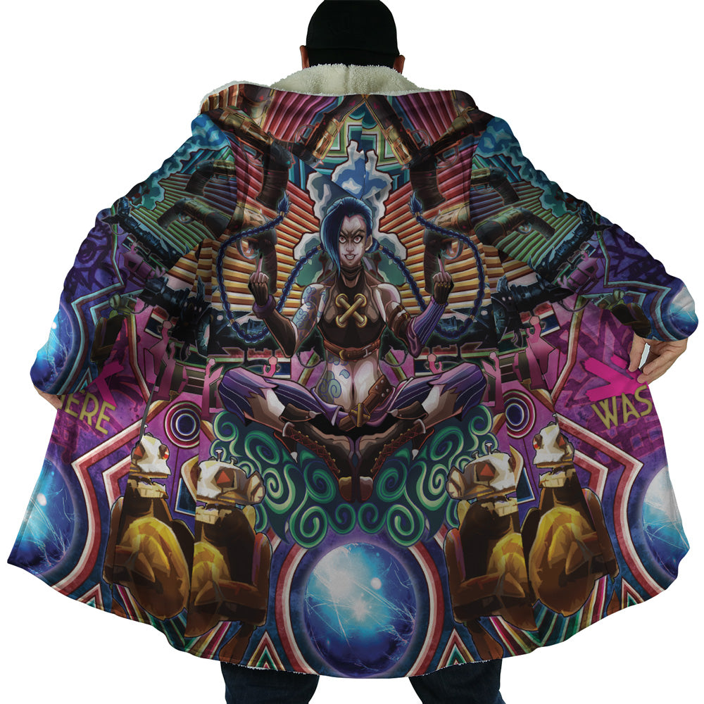 Trippy Jinx Arcane League of Legends Hooded Cloak Coat - S