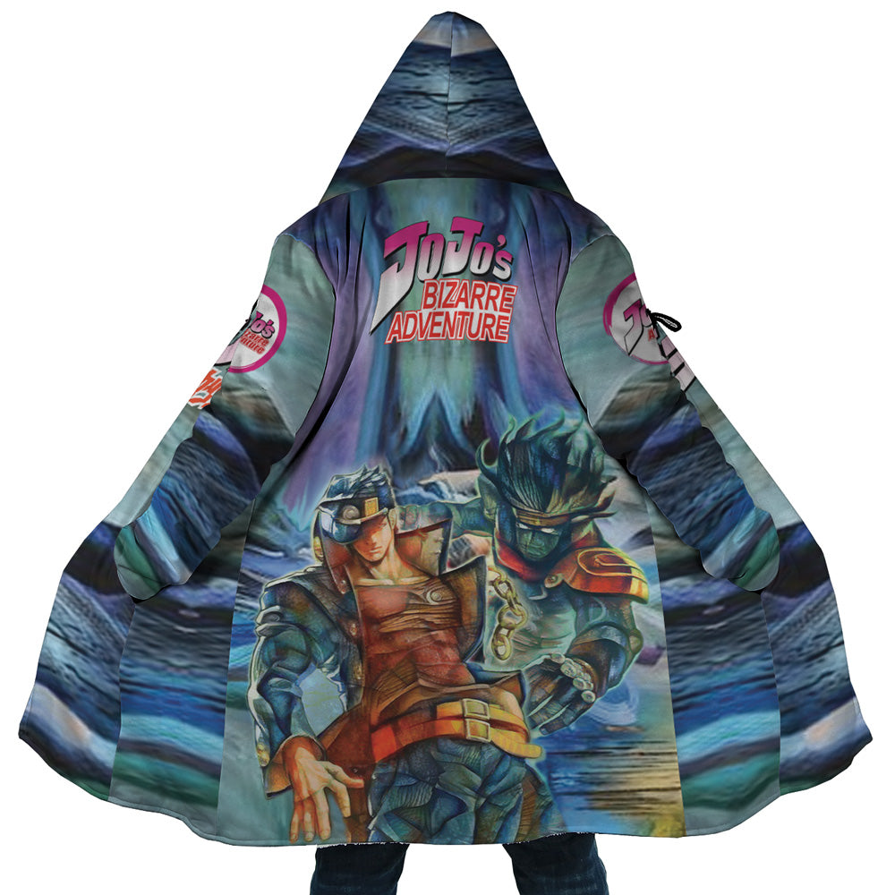 Trippy Jotaro Kujo Star Platinum Jojo’s Bizarre Adventure Hooded Cloak Coat - 5XL