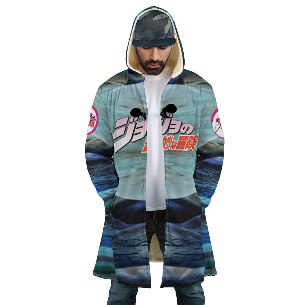 Trippy Jotaro Kujo Star Platinum Jojo’s Bizarre Adventure Hooded Cloak Coat - S