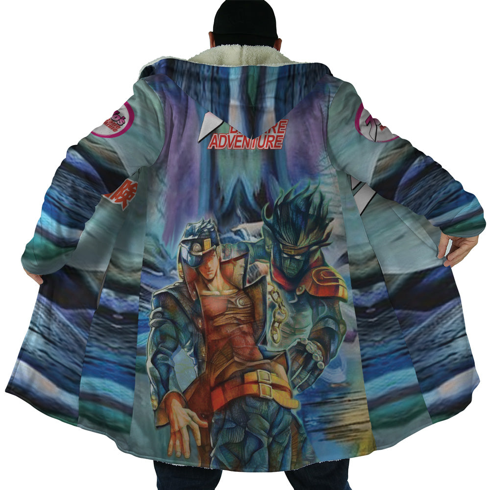 Trippy Jotaro Kujo Star Platinum Jojo’s Bizarre Adventure Hooded Cloak Coat - 2XL