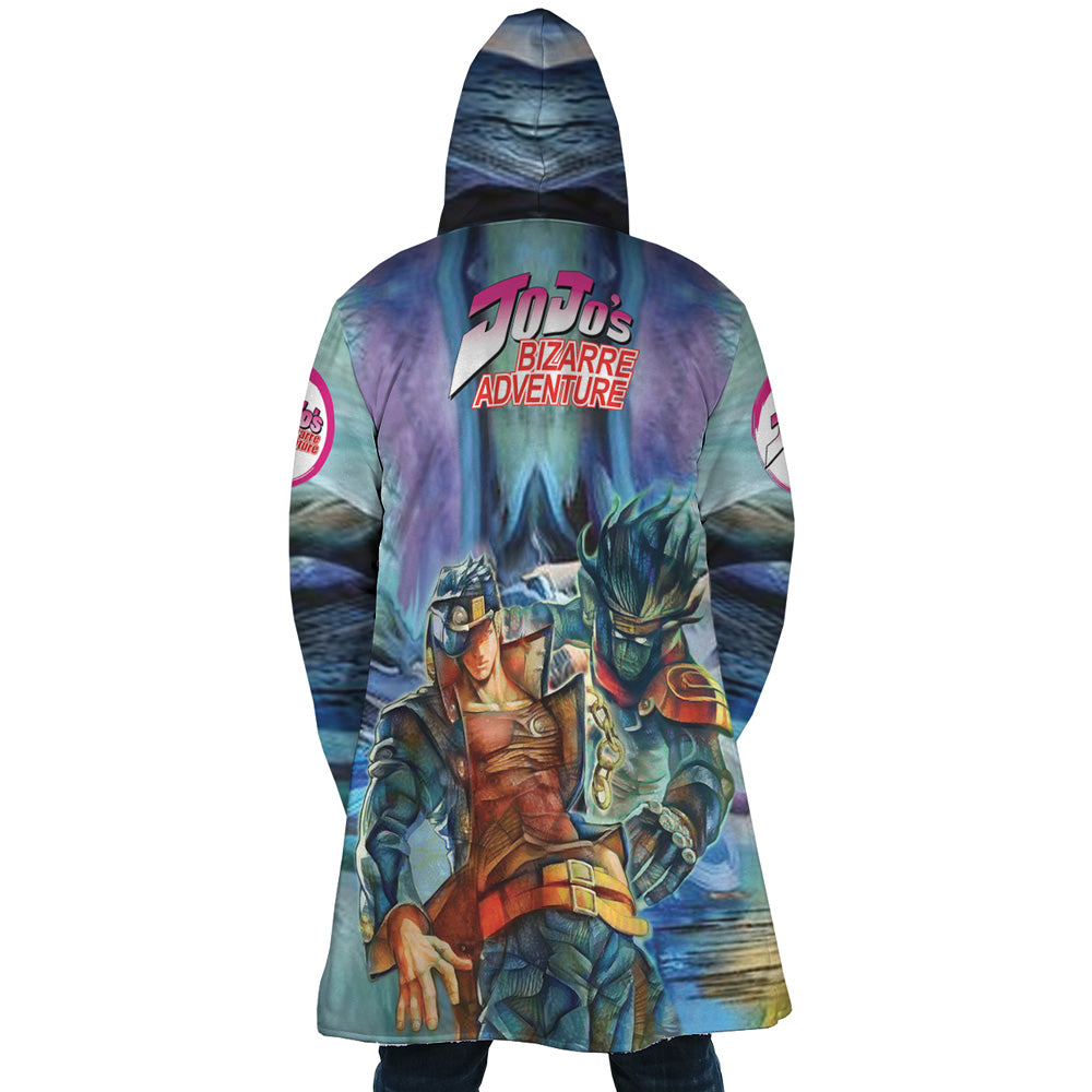 Trippy Jotaro Kujo Star Platinum Jojo’s Bizarre Adventure Hooded Cloak Coat - XL