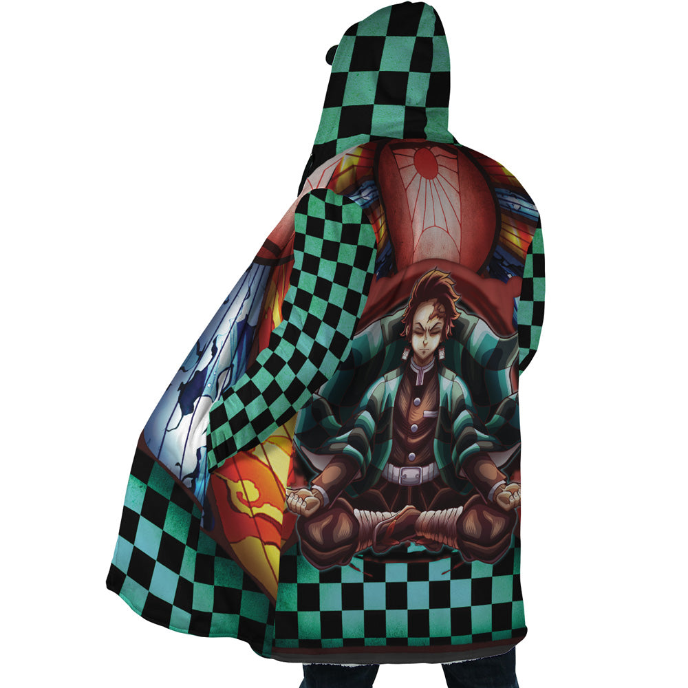 Trippy Kamado Tanjiro Demon Slayer Hooded Cloak Coat - M