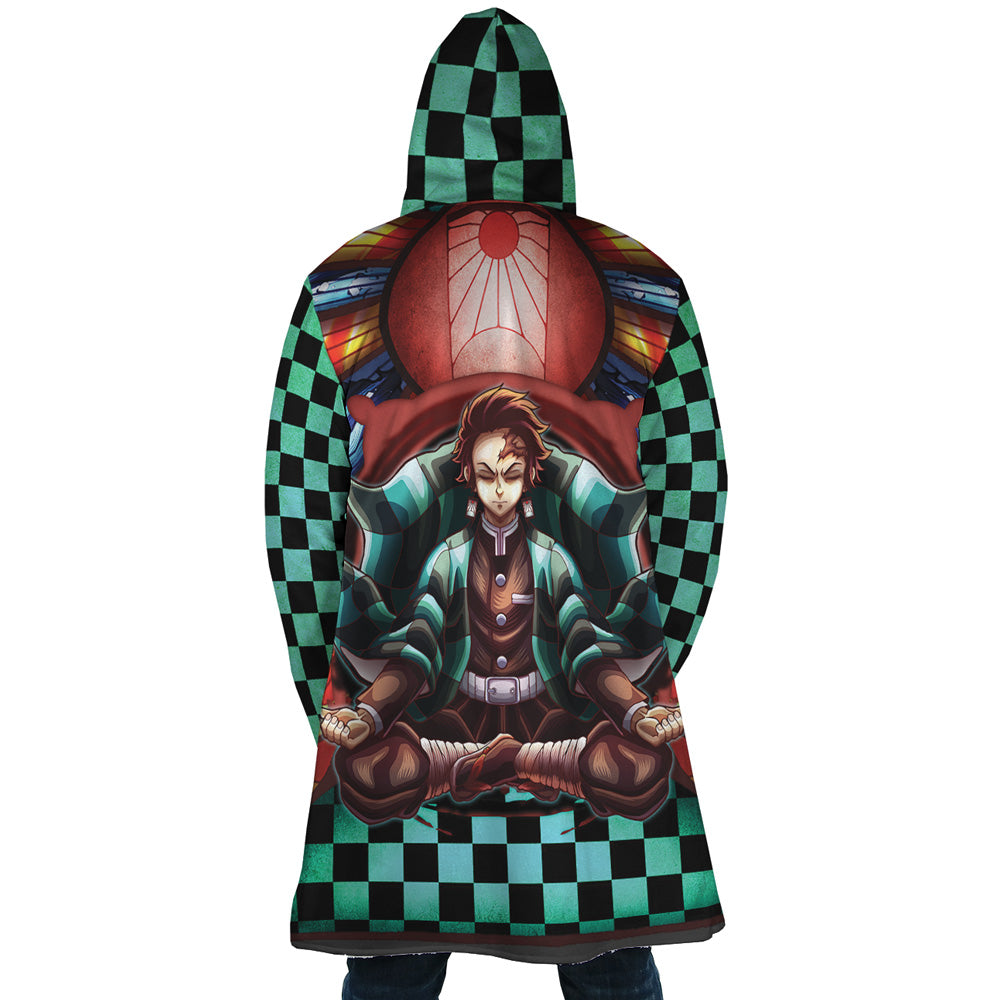 Trippy Kamado Tanjiro Demon Slayer Hooded Cloak Coat - L
