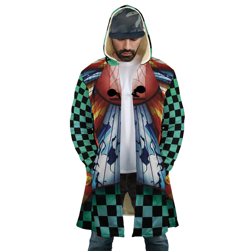 Trippy Kamado Tanjiro Demon Slayer Hooded Cloak Coat - XL