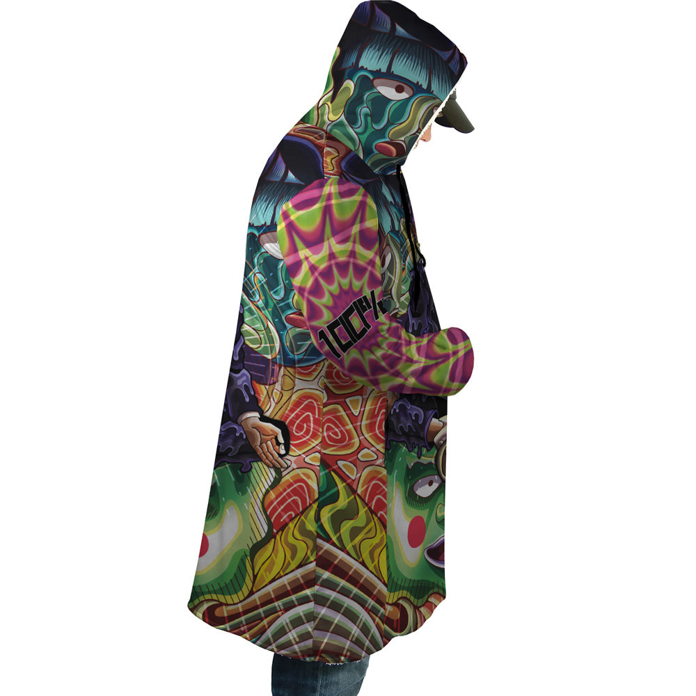 Trippy Meditating Shigeo Kageyama Mob Psycho 100 Hooded Cloak Coat - 2XL