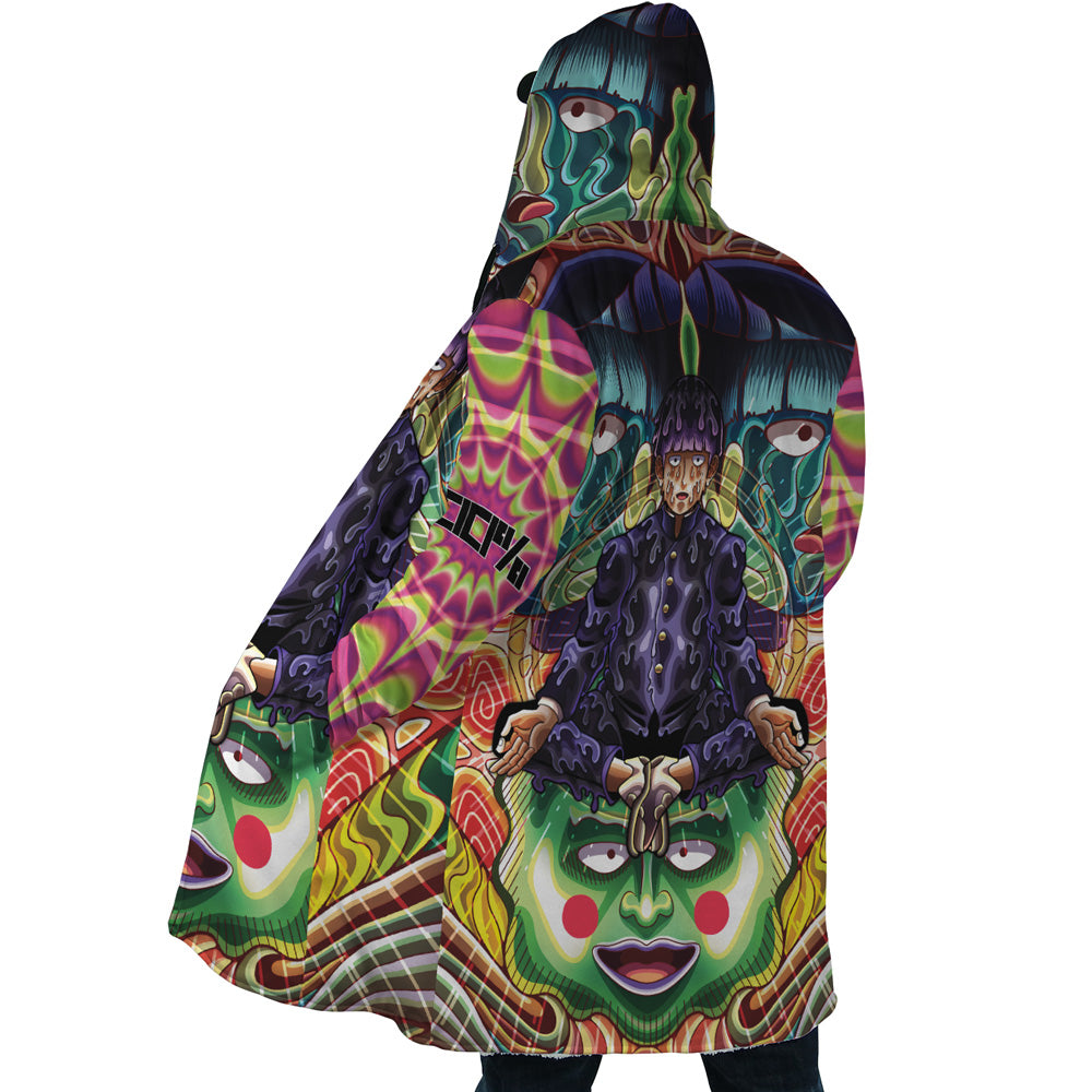 Trippy Meditating Shigeo Kageyama Mob Psycho 100 Hooded Cloak Coat - M