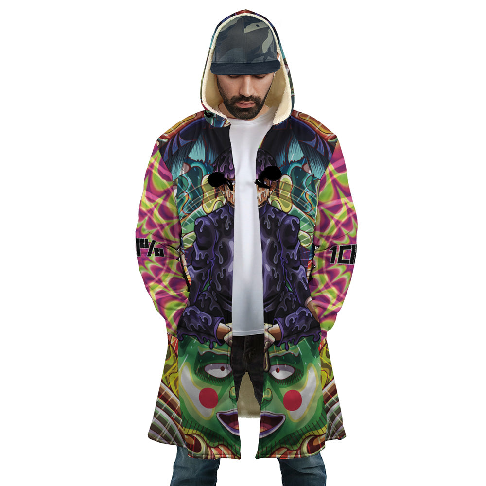 Trippy Meditating Shigeo Kageyama Mob Psycho 100 Hooded Cloak Coat - XL