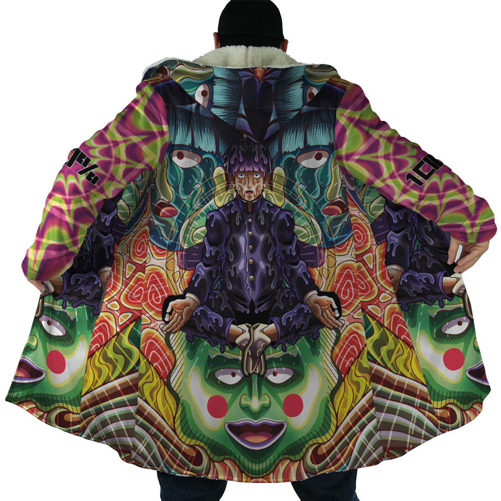 Trippy Meditating Shigeo Kageyama Mob Psycho 100 Hooded Cloak Coat - S
