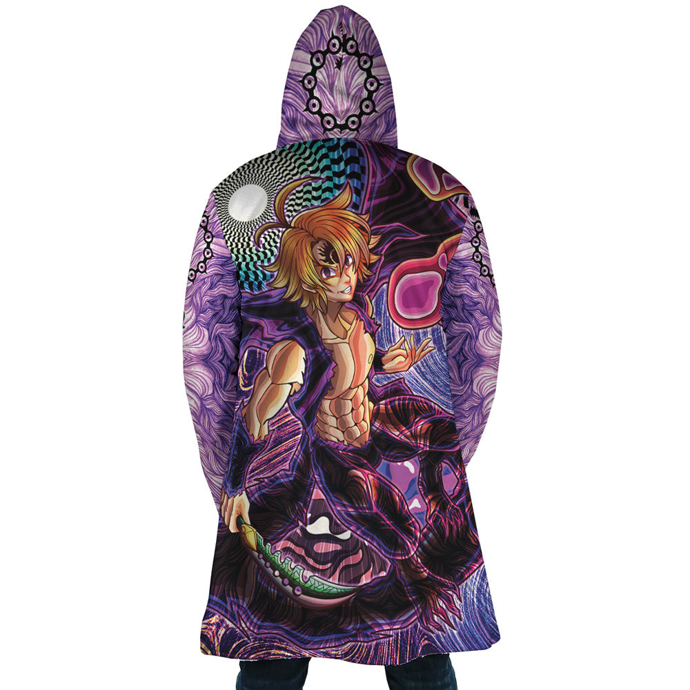 Trippy Meliodas Assault Mode Seven Deadly Sins Hooded Cloak Coat - L
