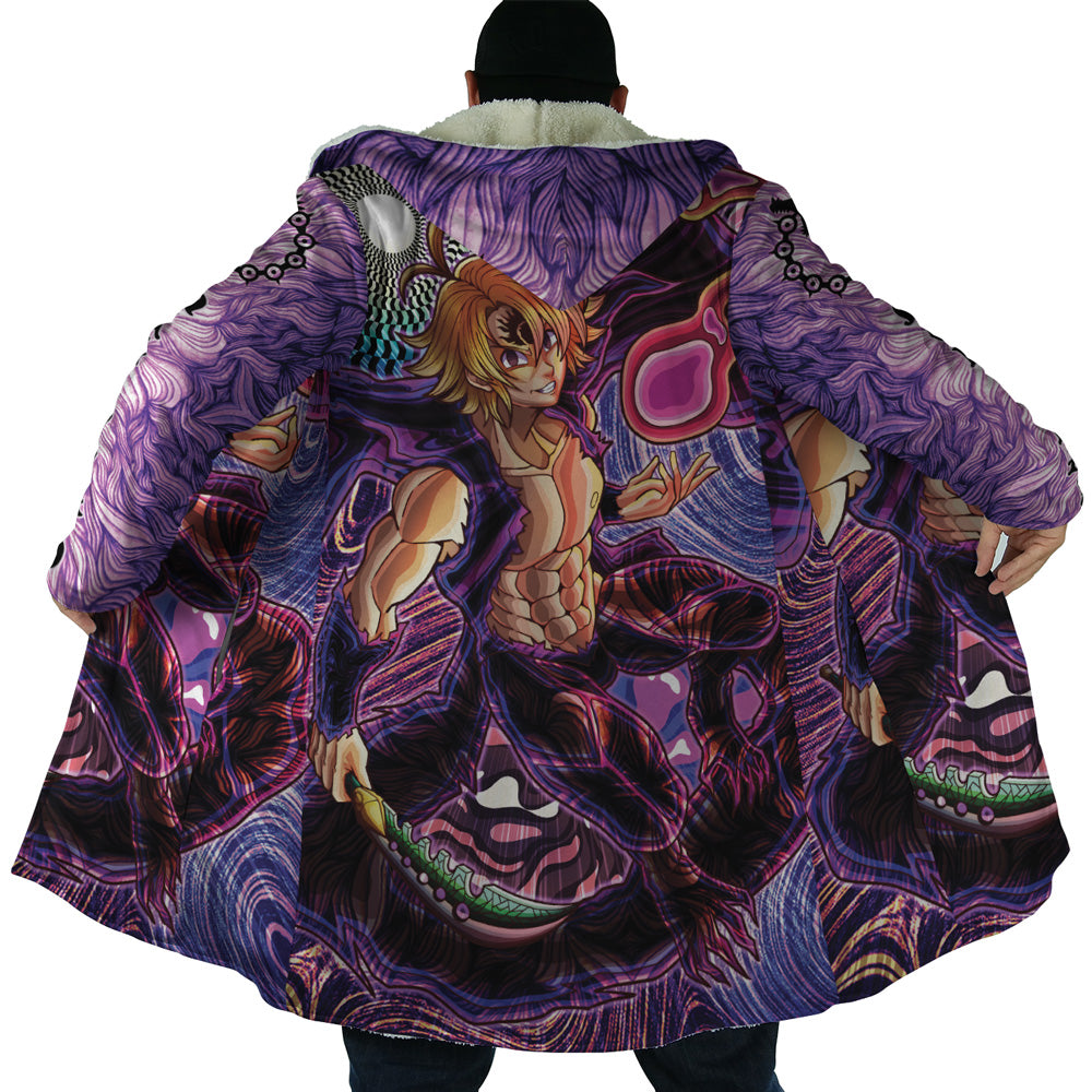 Trippy Meliodas Assault Mode Seven Deadly Sins Hooded Cloak Coat - S