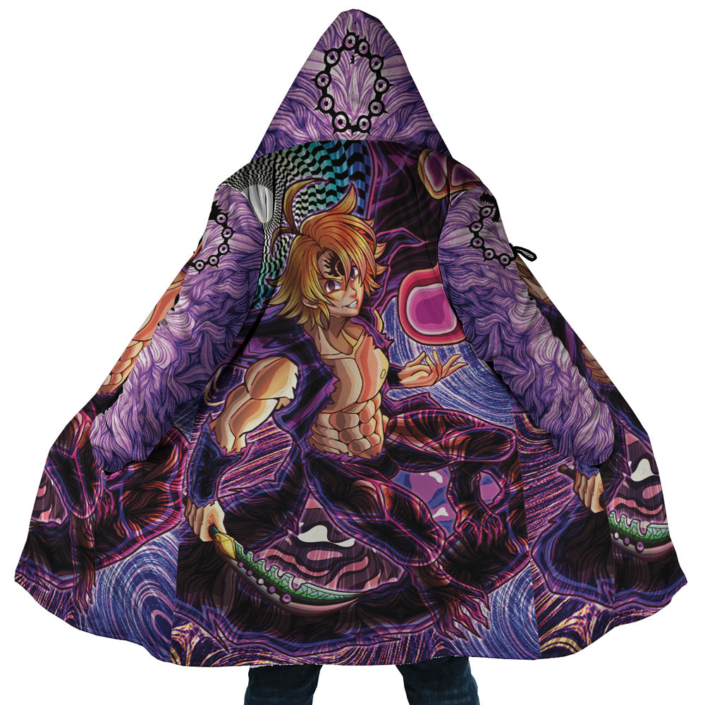 Trippy Meliodas Assault Mode Seven Deadly Sins Hooded Cloak Coat - 5XL