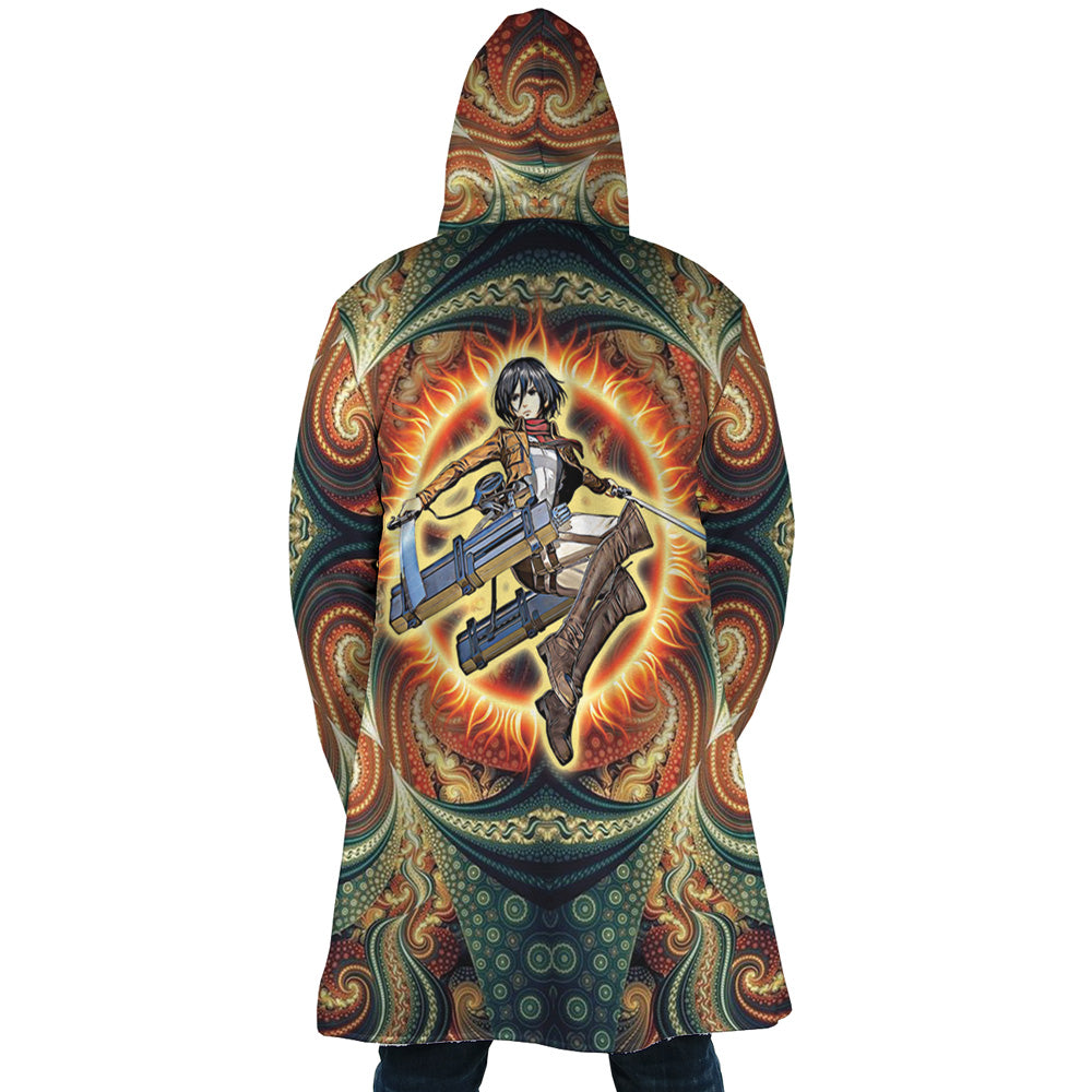 Trippy Mikasa Ackerman Attack on Titan Hooded Cloak Coat - M