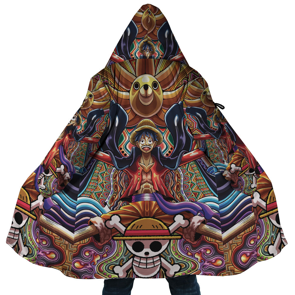 Trippy Monkey D. Luffy One Piece Hooded Cloak Coat - 5XL