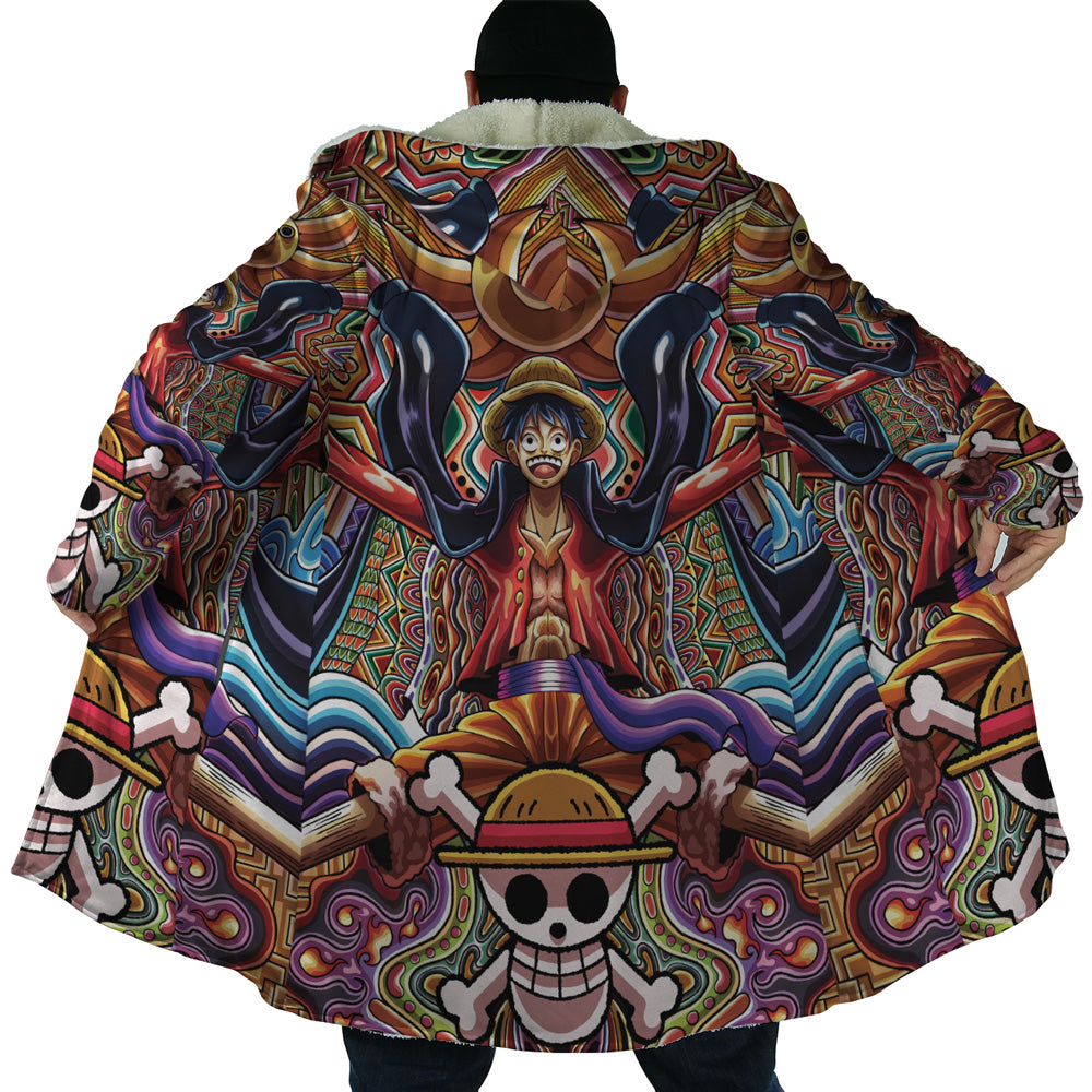 Trippy Monkey D. Luffy One Piece Hooded Cloak Coat - S