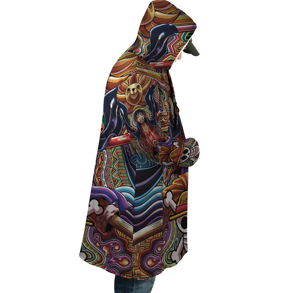 Trippy Monkey D. Luffy One Piece Hooded Cloak Coat - 2XL